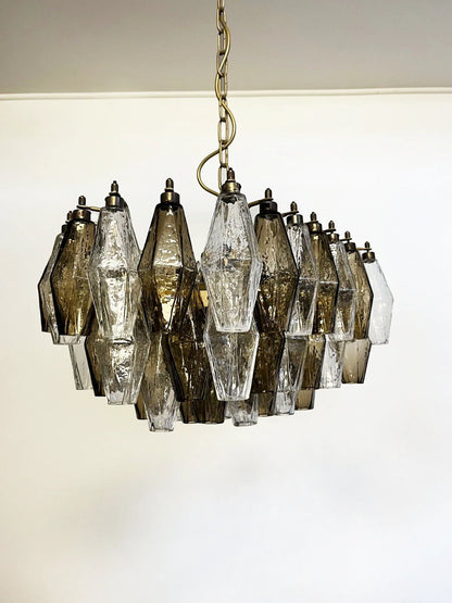 Poliedri Murano Transparent Smoked Chandelier - Nuvé