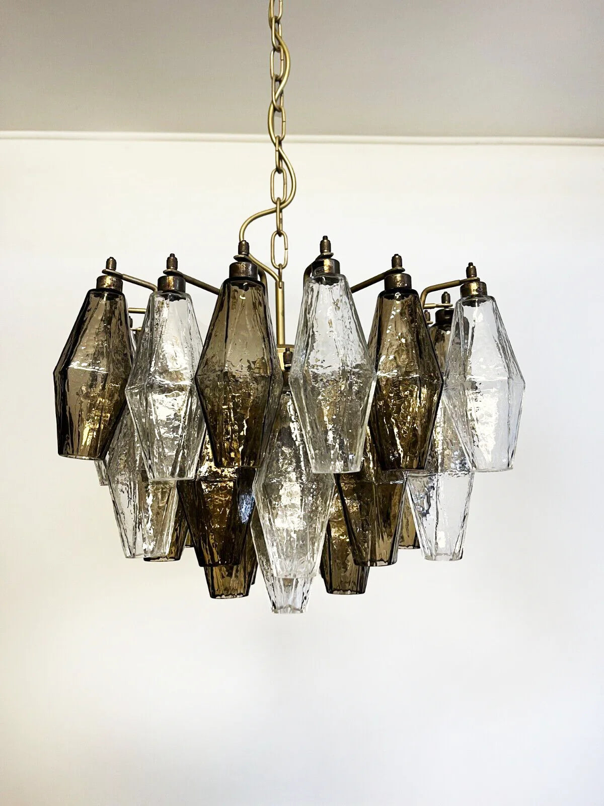 Poliedri Murano Transparent Smoked Chandelier - Nuvé