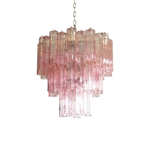 Elegant Pink Murano Glass Tube Chandelier - Nuvé