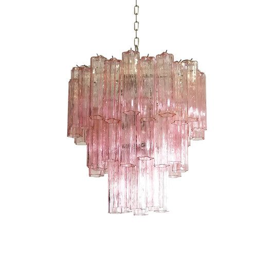 Elegant Pink Murano Glass Tube Chandelier - Nuvé