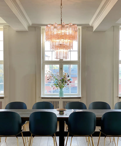 Elegant Pink Murano Glass Tube Chandelier - Nuvé