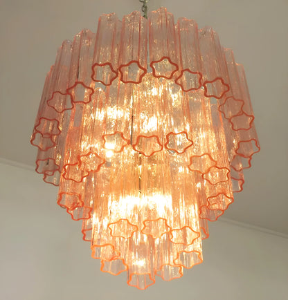 Elegant Pink Murano Glass Tube Chandelier - Nuvé