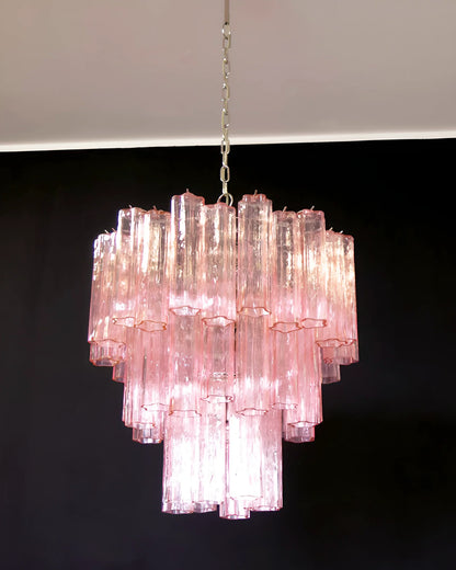 Elegant Pink Murano Glass Tube Chandelier - Nuvé
