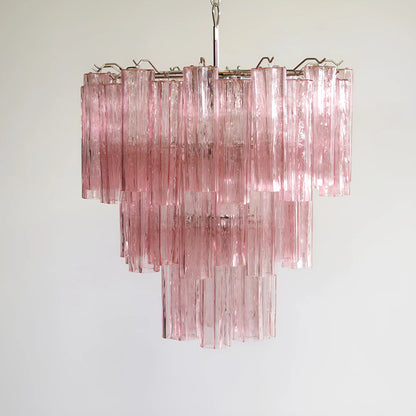 Elegant Pink Murano Glass Tube Chandelier - Nuvé
