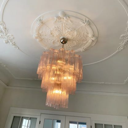 Elegant Pink Murano Glass Tube Chandelier - Nuvé