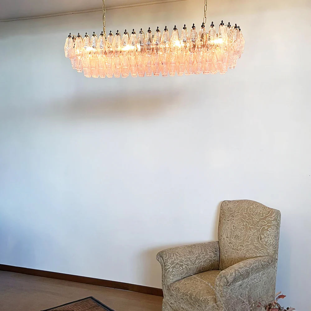 Elegant Pink Murano Poliedri Chandelier - Nuvé