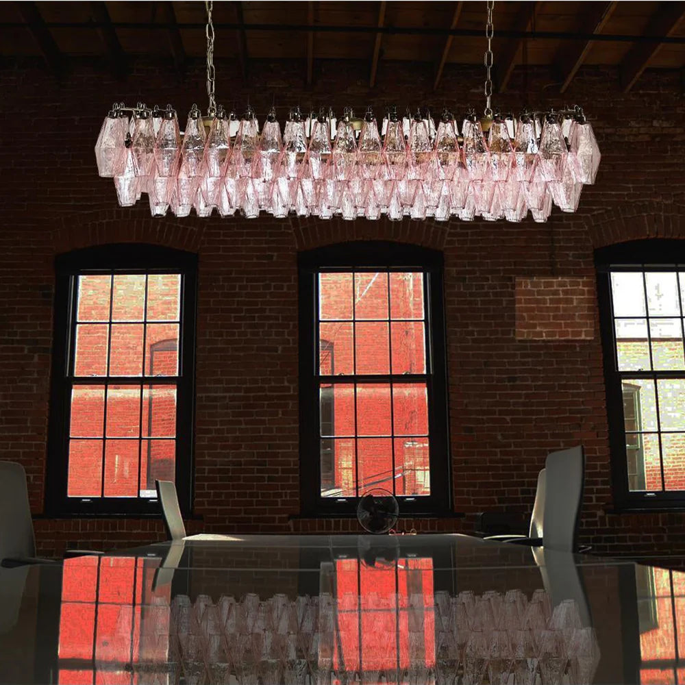 Elegant Pink Murano Poliedri Chandelier - Nuvé