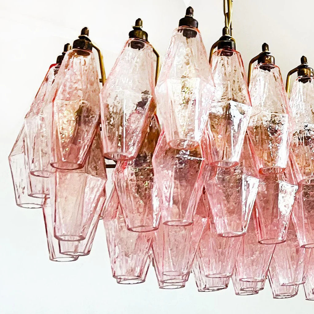Elegant Pink Murano Poliedri Chandelier - Nuvé
