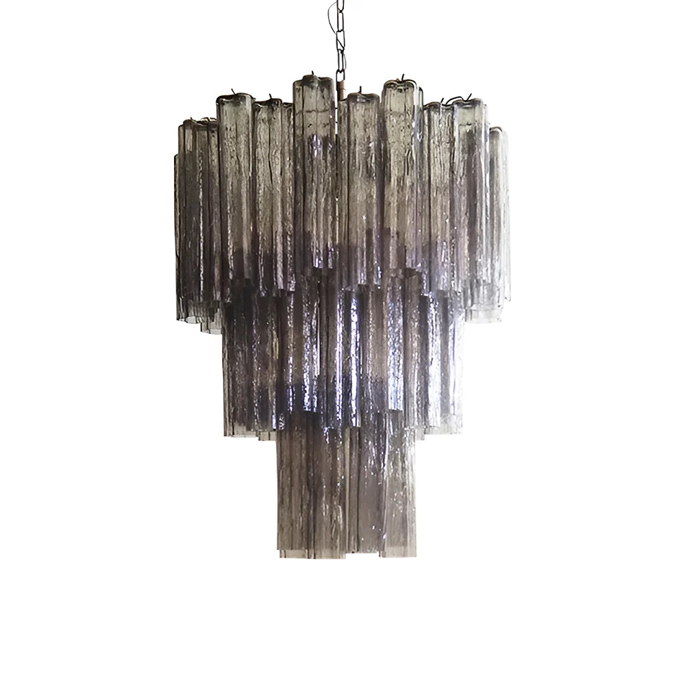 Elegant Smoke Murano Glass Tube Chandelier - Nuvé
