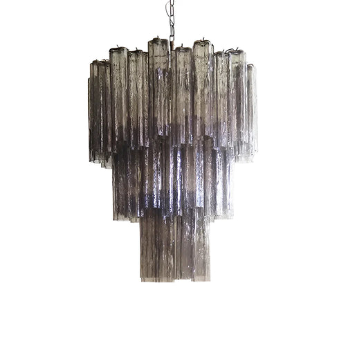 Elegant Smoke Murano Glass Tube Chandelier - Nuvé