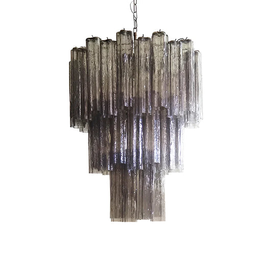 Elegant Smoke Murano Glass Tube Chandelier - Nuvé