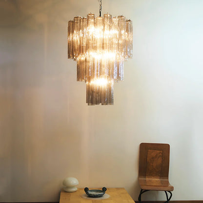 Elegant Smoke Murano Glass Tube Chandelier - Nuvé