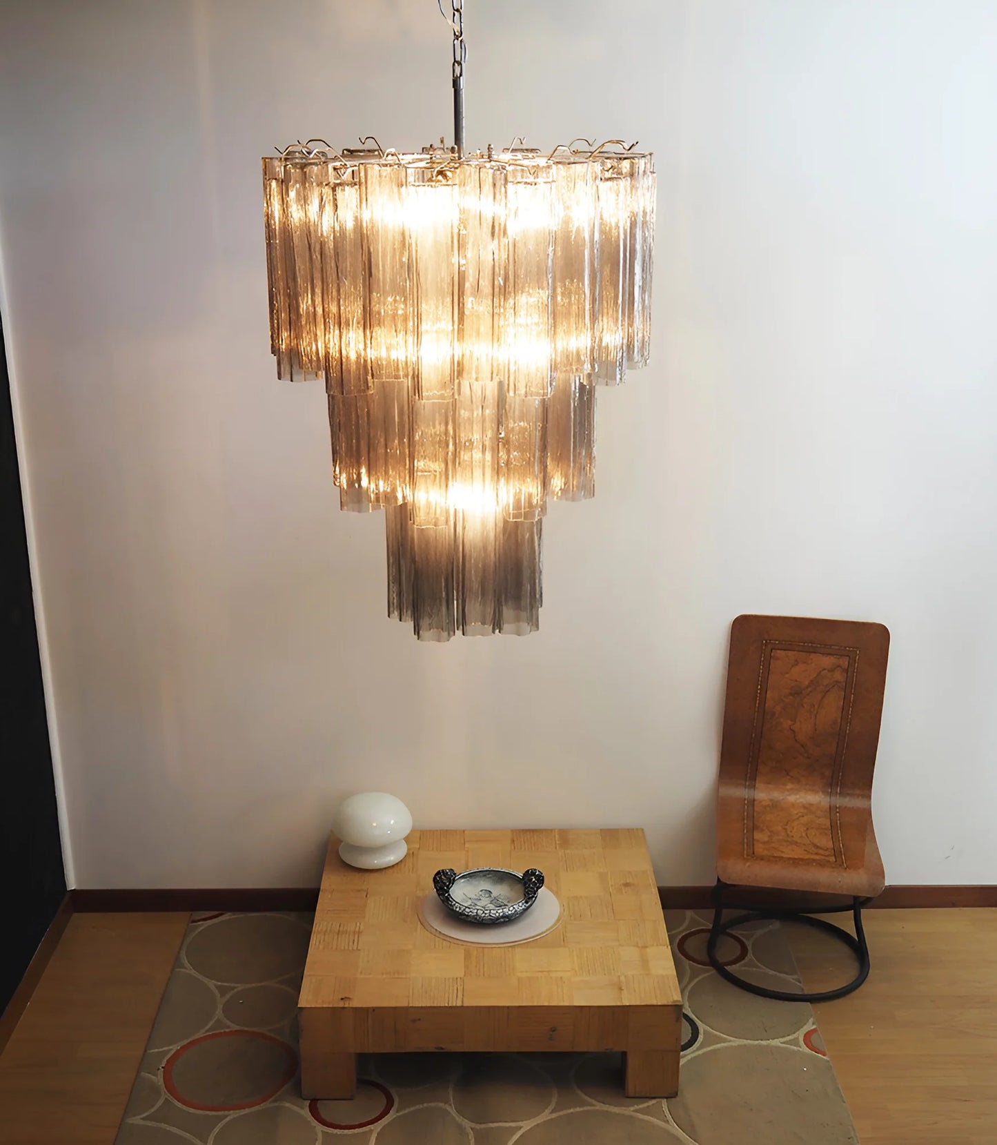 Elegant Smoke Murano Glass Tube Chandelier - Nuvé