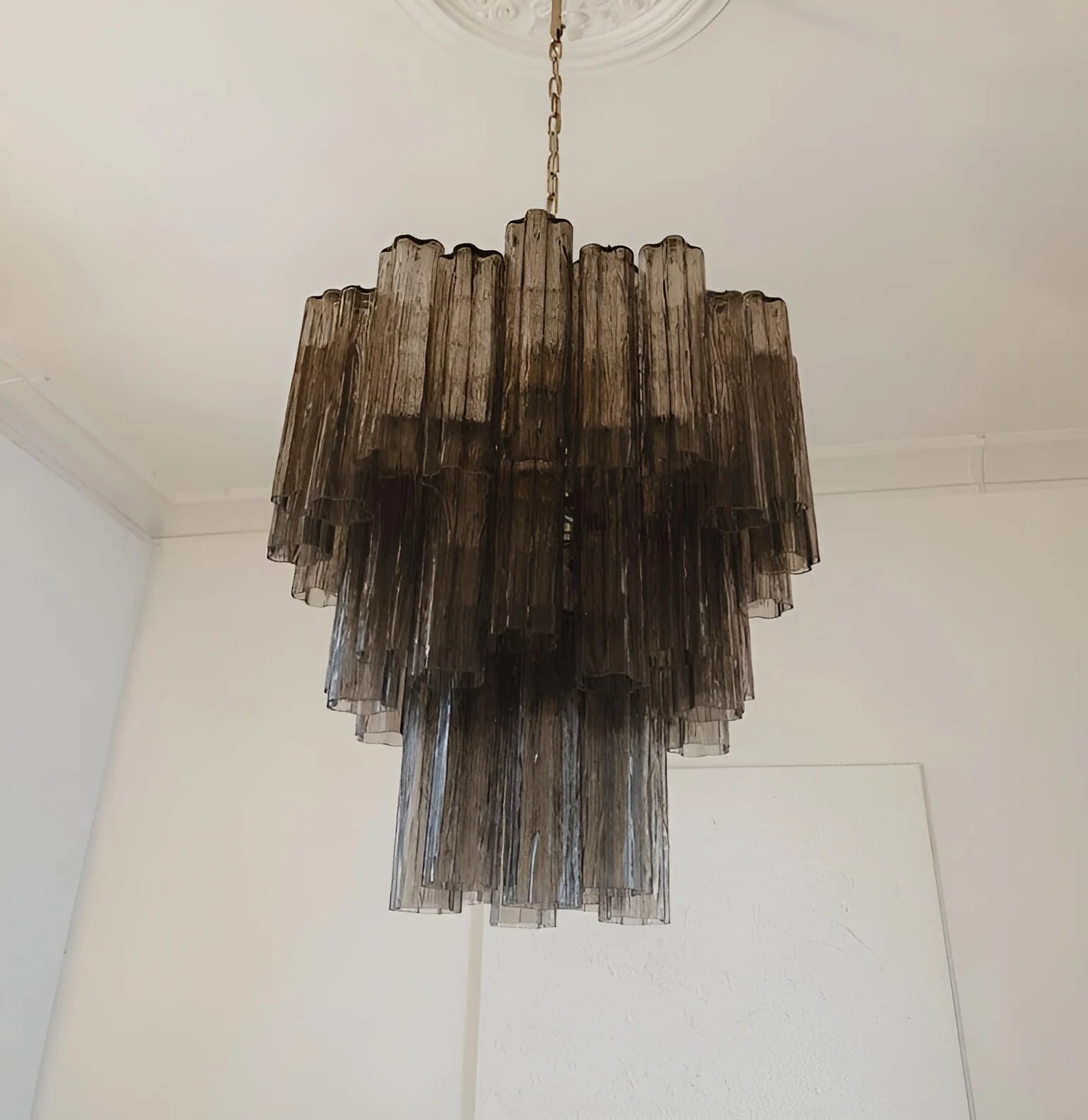 Elegant Smoke Murano Glass Tube Chandelier - Nuvé