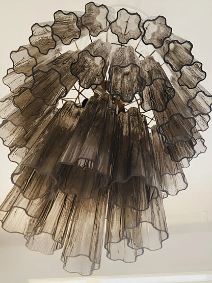 Elegant Smoke Murano Glass Tube Chandelier - Nuvé