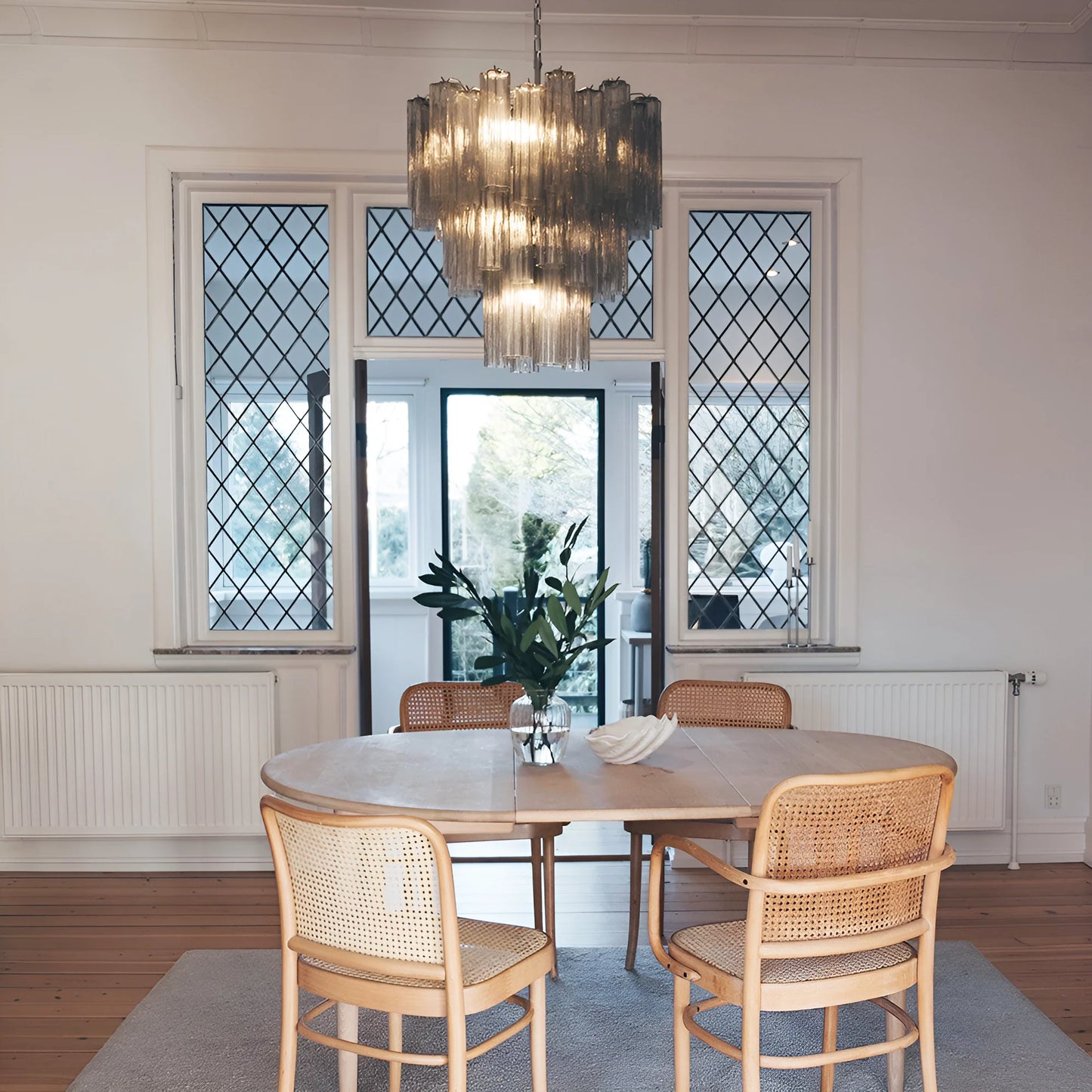 Elegant Smoke Murano Glass Tube Chandelier - Nuvé