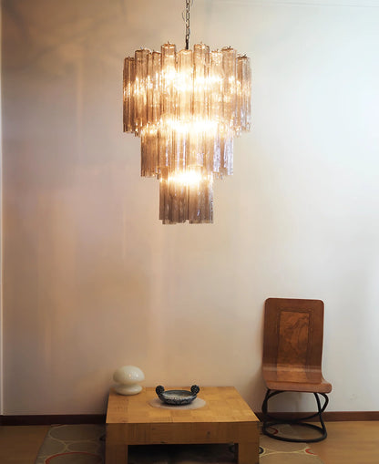 Elegant Smoke Murano Glass Tube Chandelier - Nuvé
