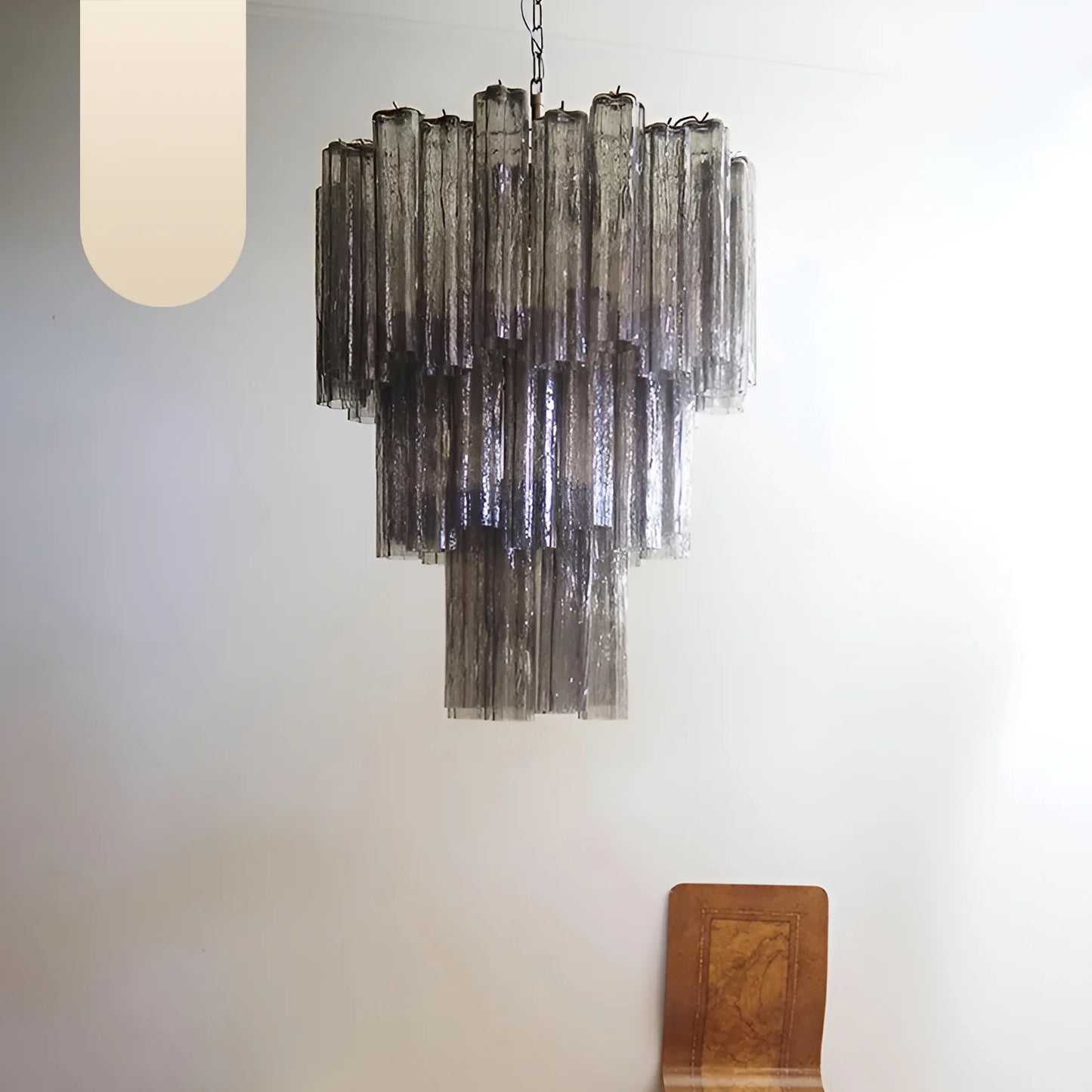 Elegant Smoke Murano Glass Tube Chandelier - Nuvé