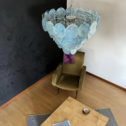 Elegant Blue Murano Disc Chandelier - Nuvé