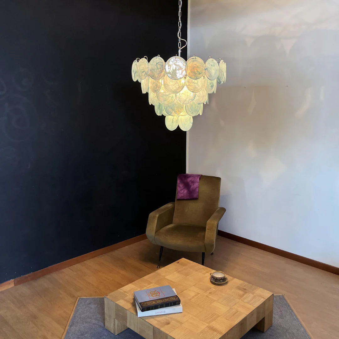Elegant Blue Murano Disc Chandelier - Nuvé