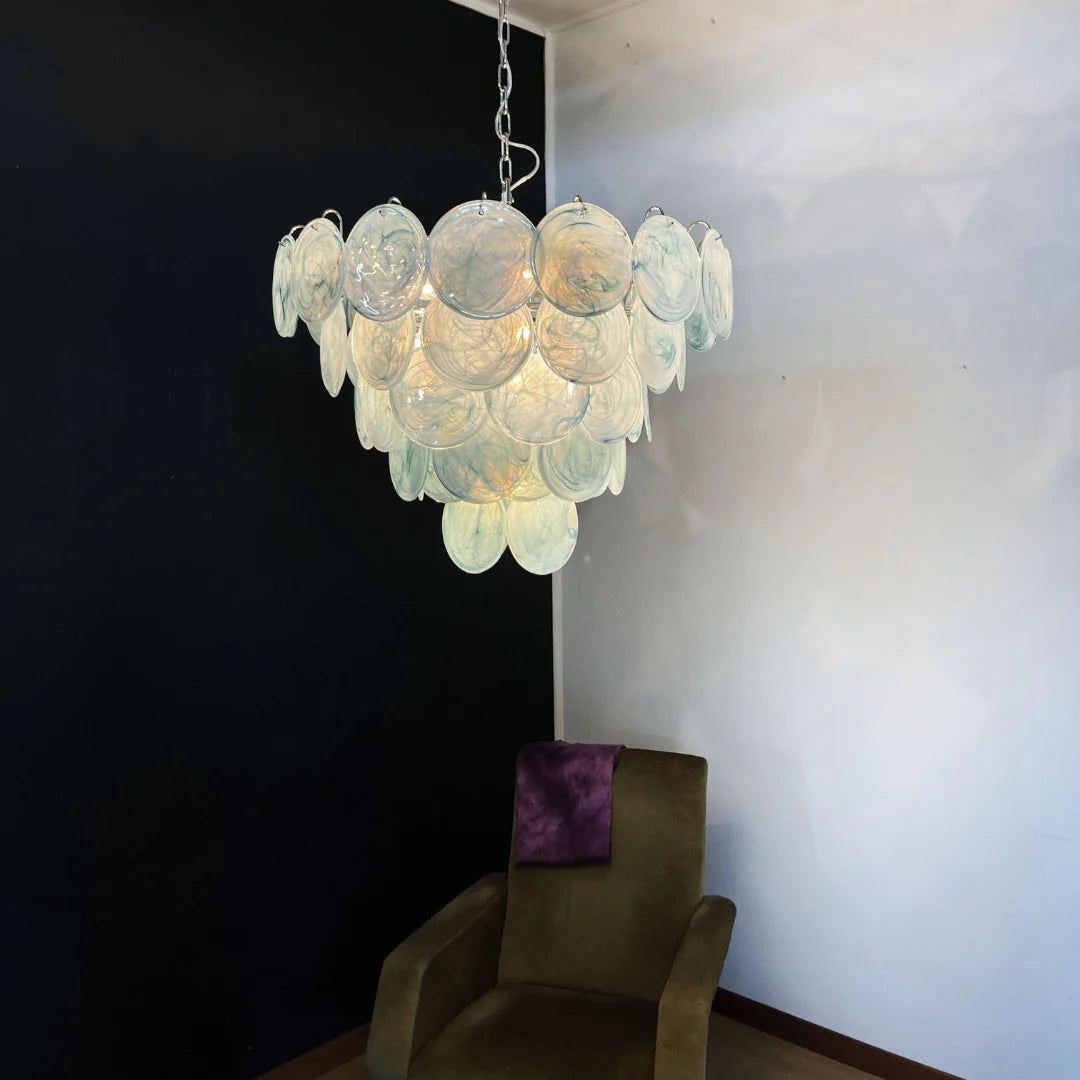 Elegant Blue Murano Disc Chandelier - Nuvé