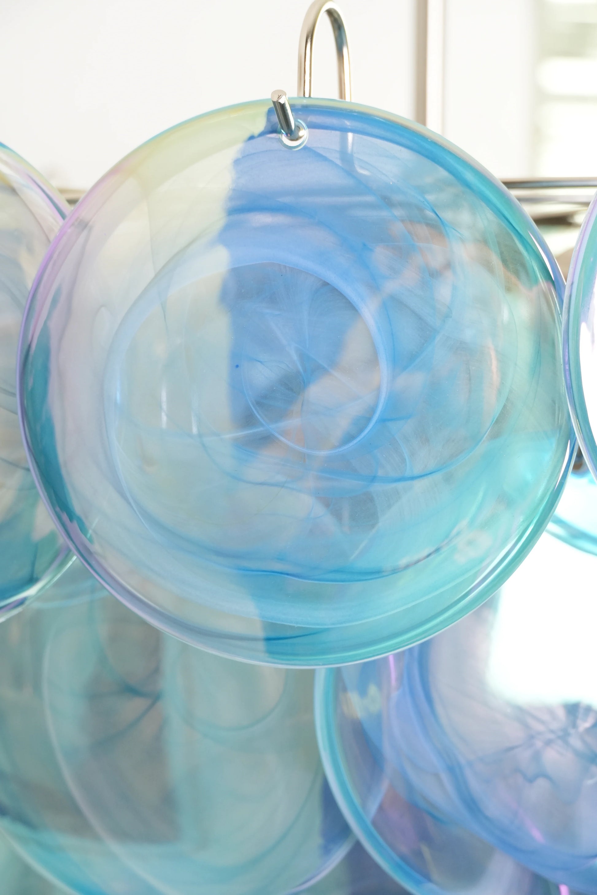 Elegant Blue Murano Disc Chandelier - Nuvé