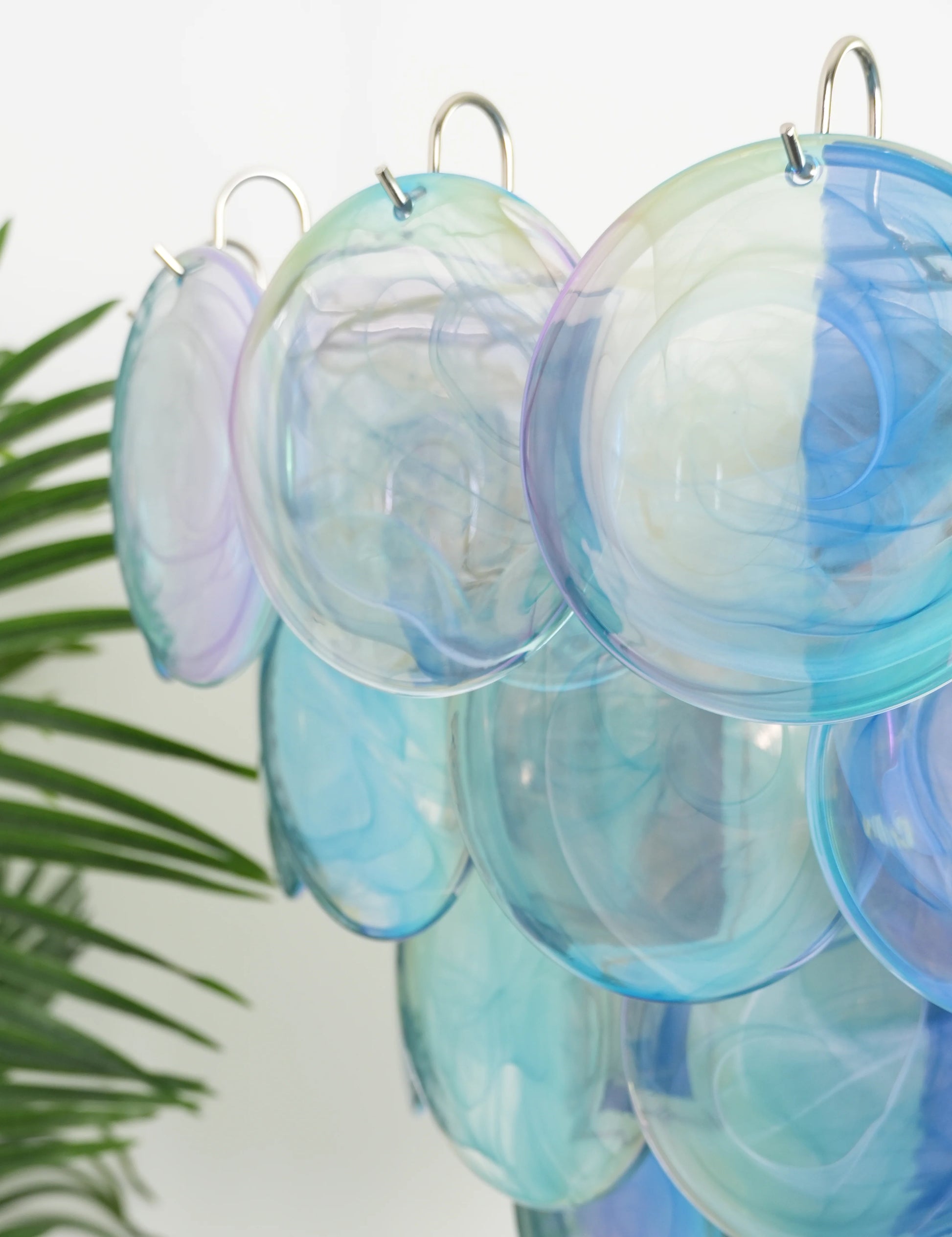 Elegant Blue Murano Disc Chandelier - Nuvé