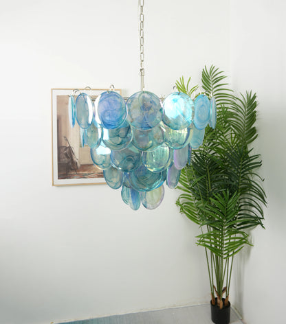 Elegant Blue Murano Disc Chandelier - Nuvé