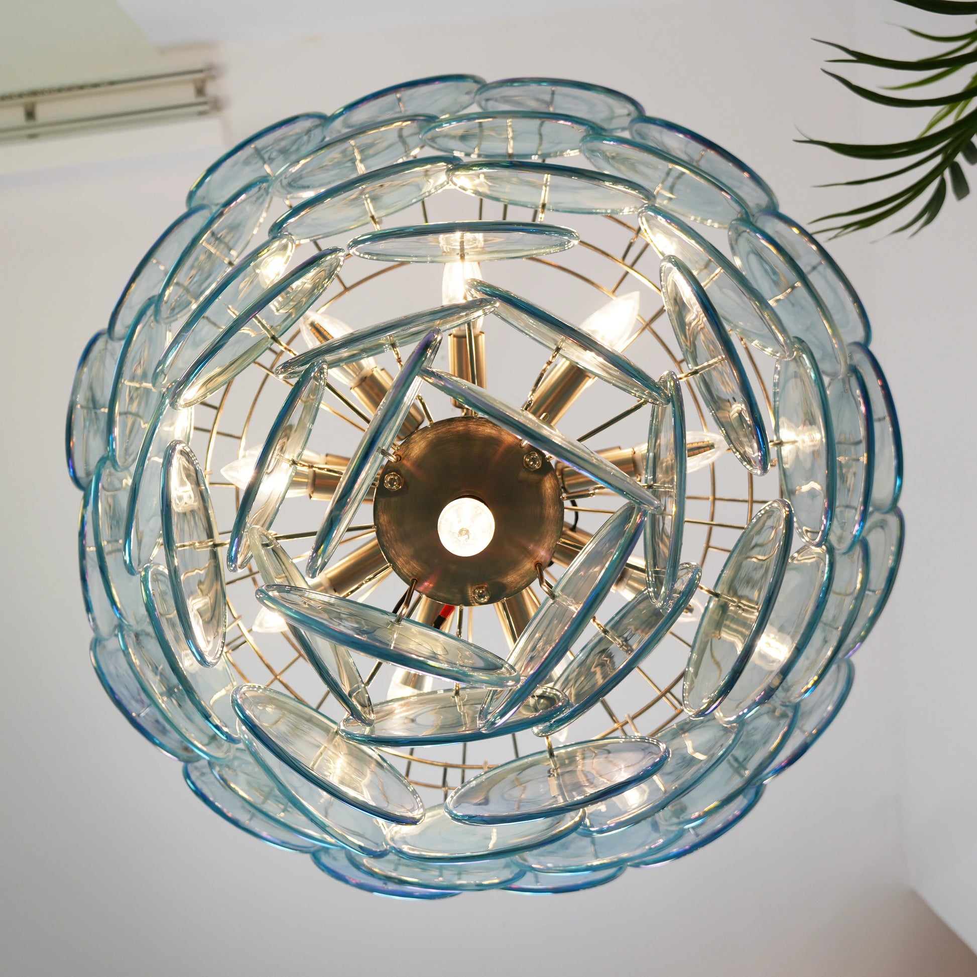 Elegant Blue Murano Disc Chandelier - Nuvé