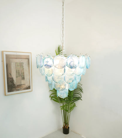 Elegant Blue Murano Disc Chandelier - Nuvé