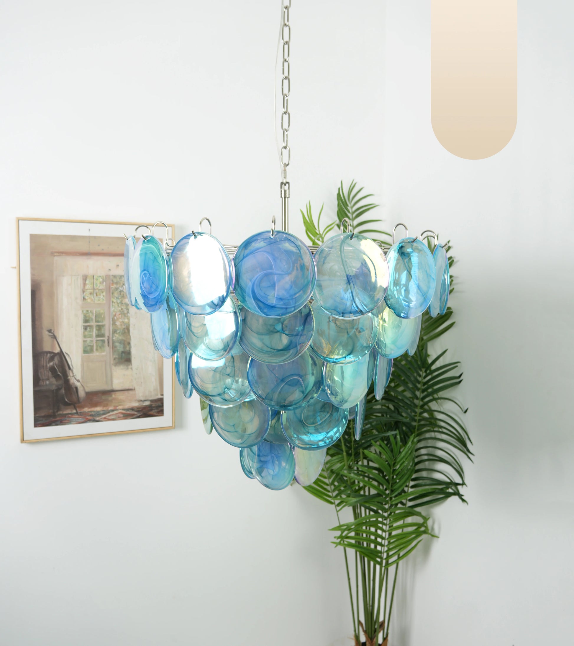 Elegant Blue Murano Disc Chandelier - Nuvé