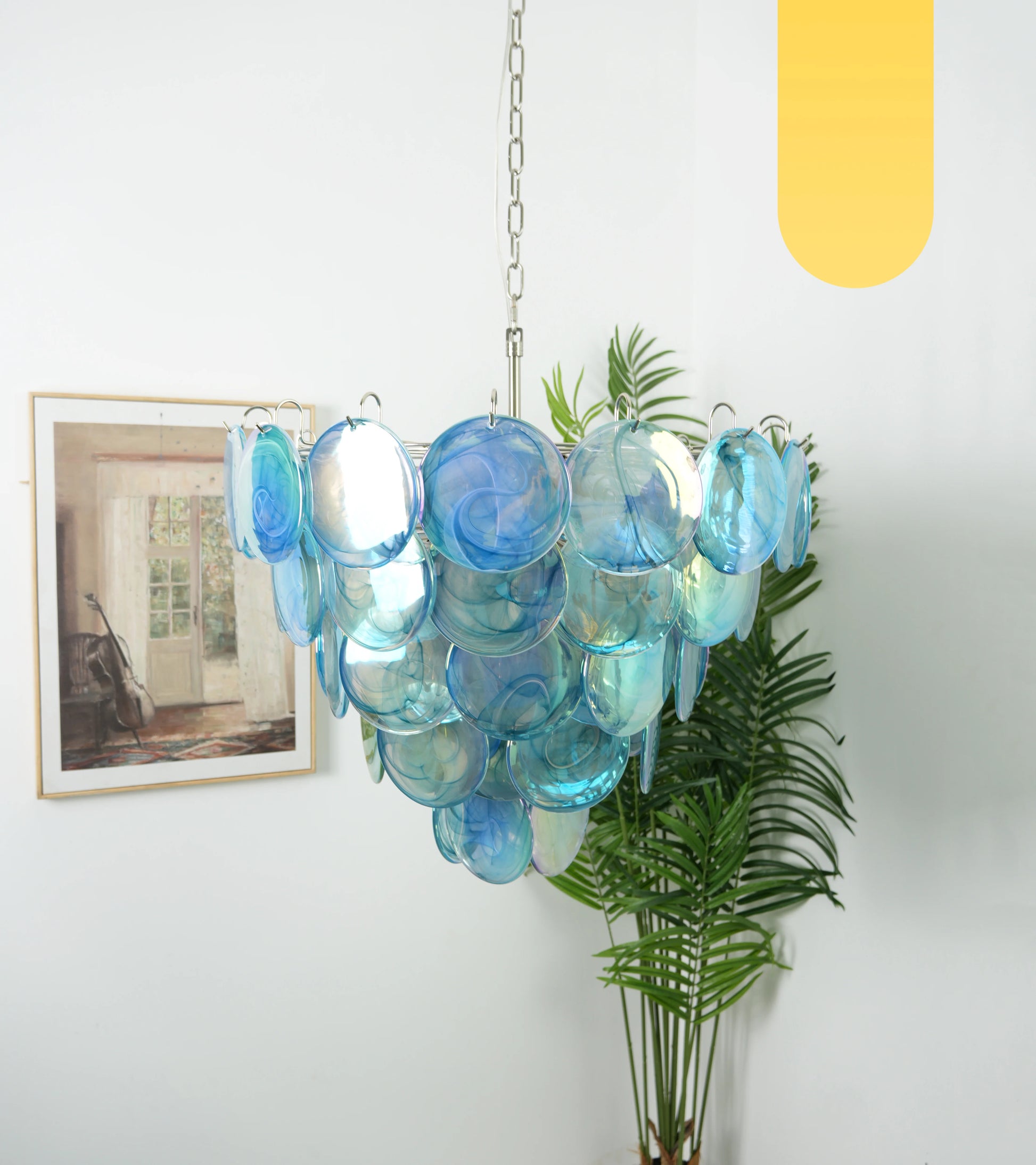 Elegant Blue Murano Disc Chandelier - Nuvé