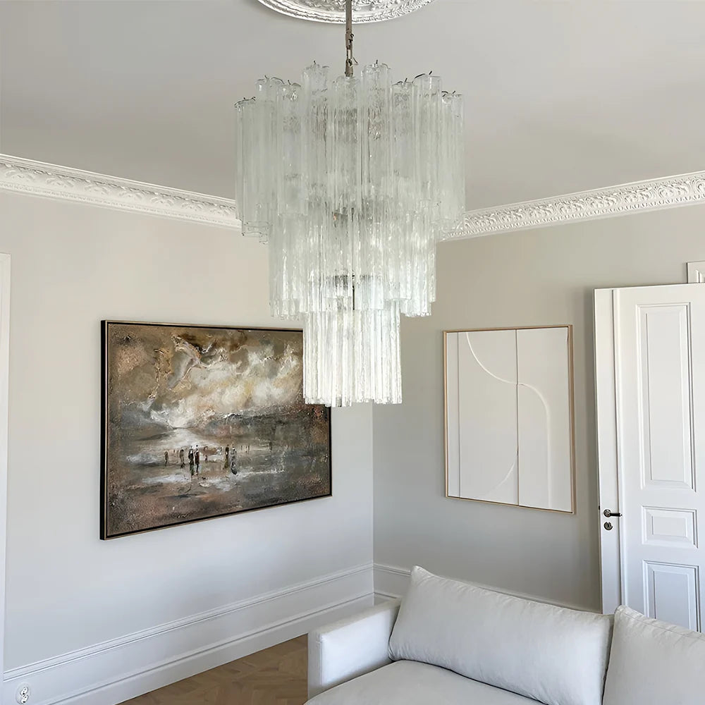 Elegant Transparent Murano Glass Tube Chandelier - Nuvé