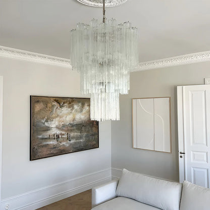 Elegant Transparent Murano Glass Tube Chandelier - Nuvé