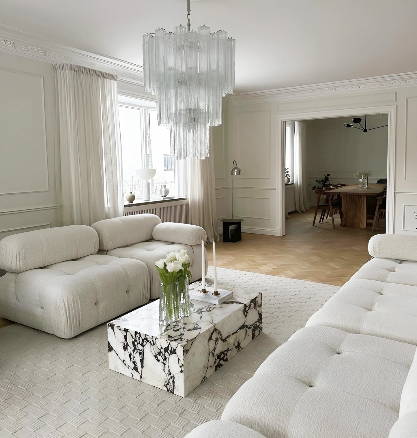 Elegant Transparent Murano Glass Tube Chandelier - Nuvé