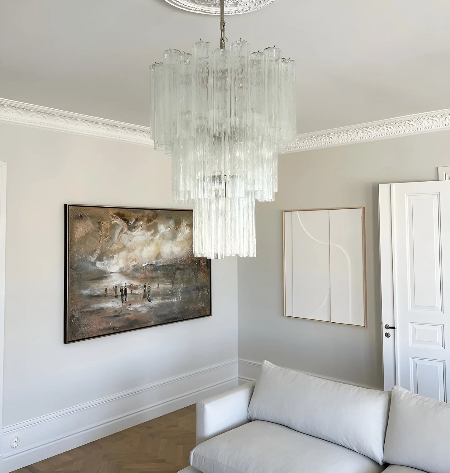 Elegant Transparent Murano Glass Tube Chandelier - Nuvé