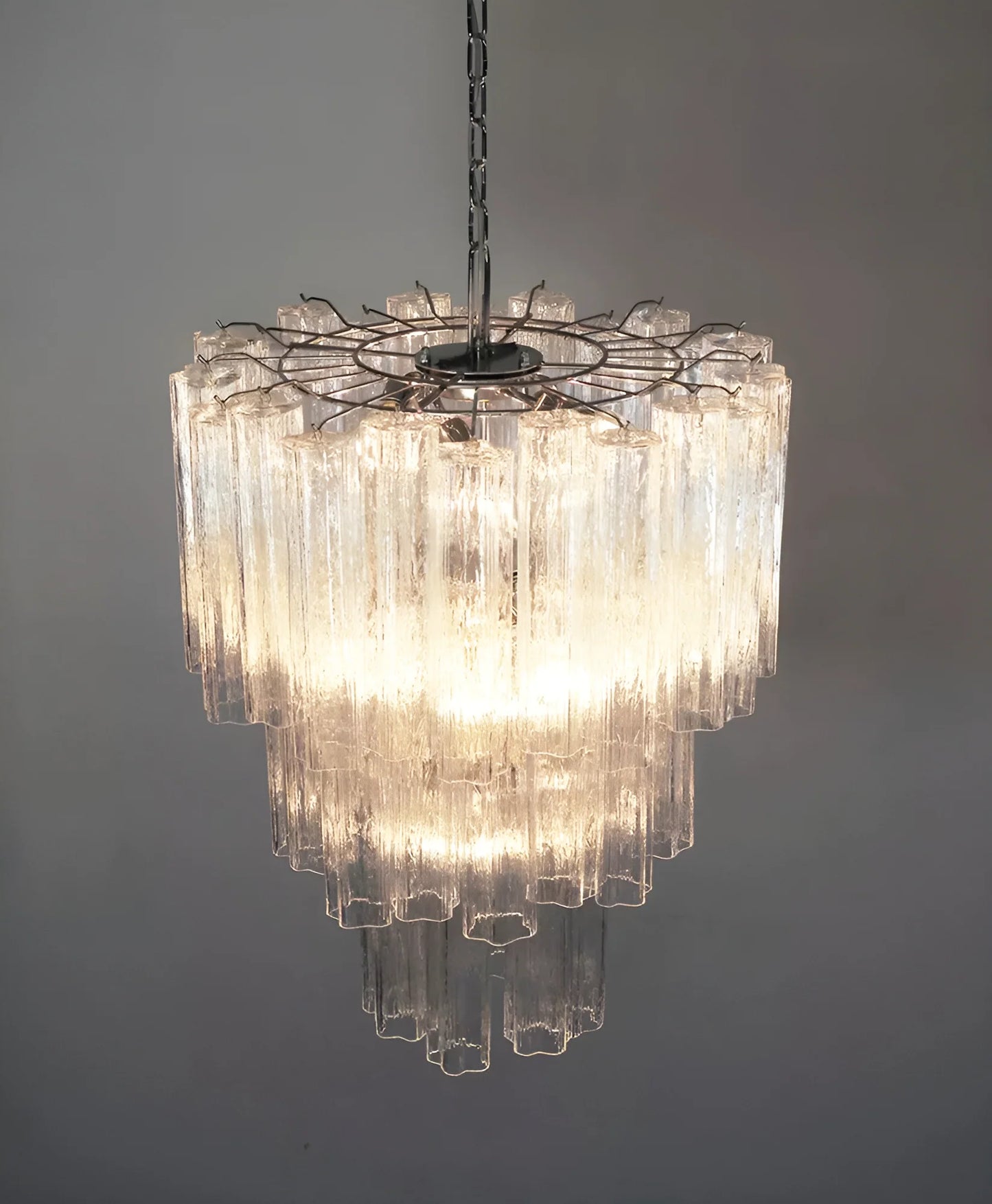 Elegant Transparent Murano Glass Tube Chandelier - Nuvé