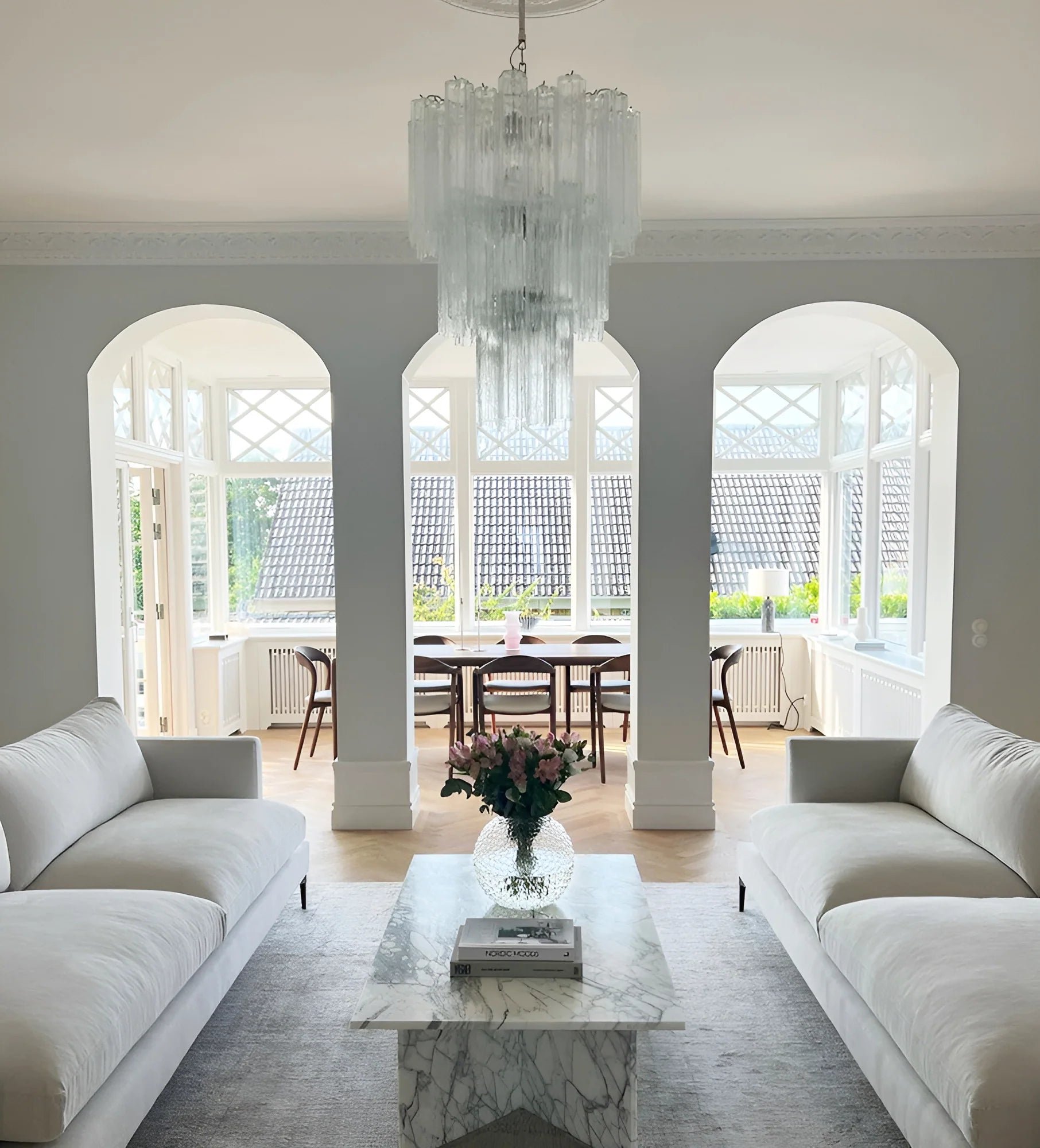 Elegant Transparent Murano Glass Tube Chandelier - Nuvé