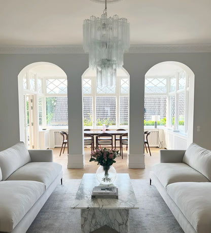 Elegant Transparent Murano Glass Tube Chandelier - Nuvé