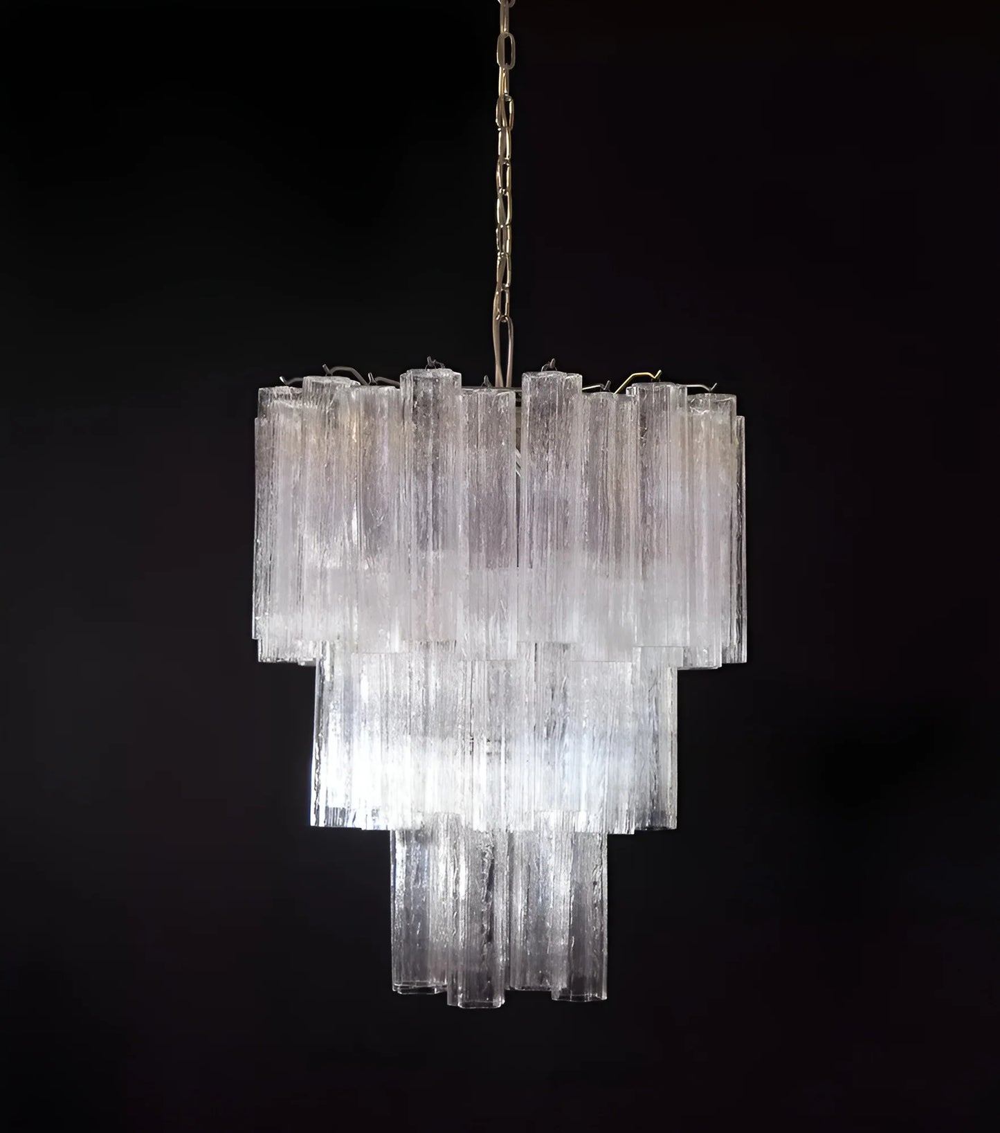 Elegant Transparent Murano Glass Tube Chandelier - Nuvé