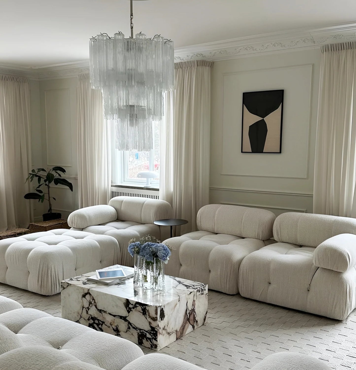 Elegant Transparent Murano Glass Tube Chandelier - Nuvé