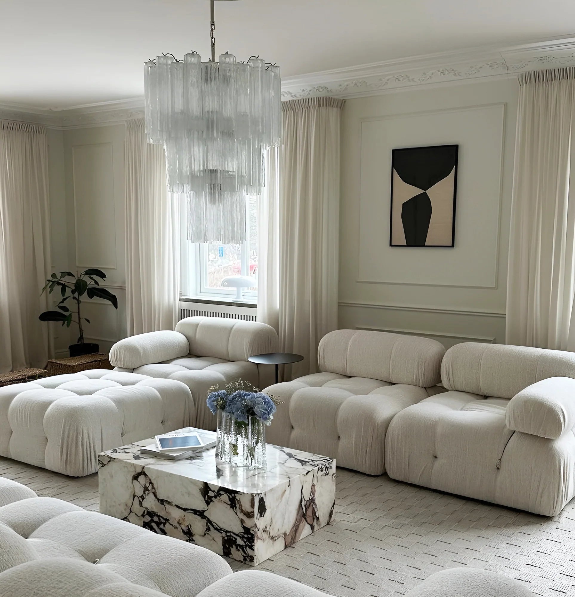 Elegant Transparent Murano Glass Tube Chandelier - Nuvé