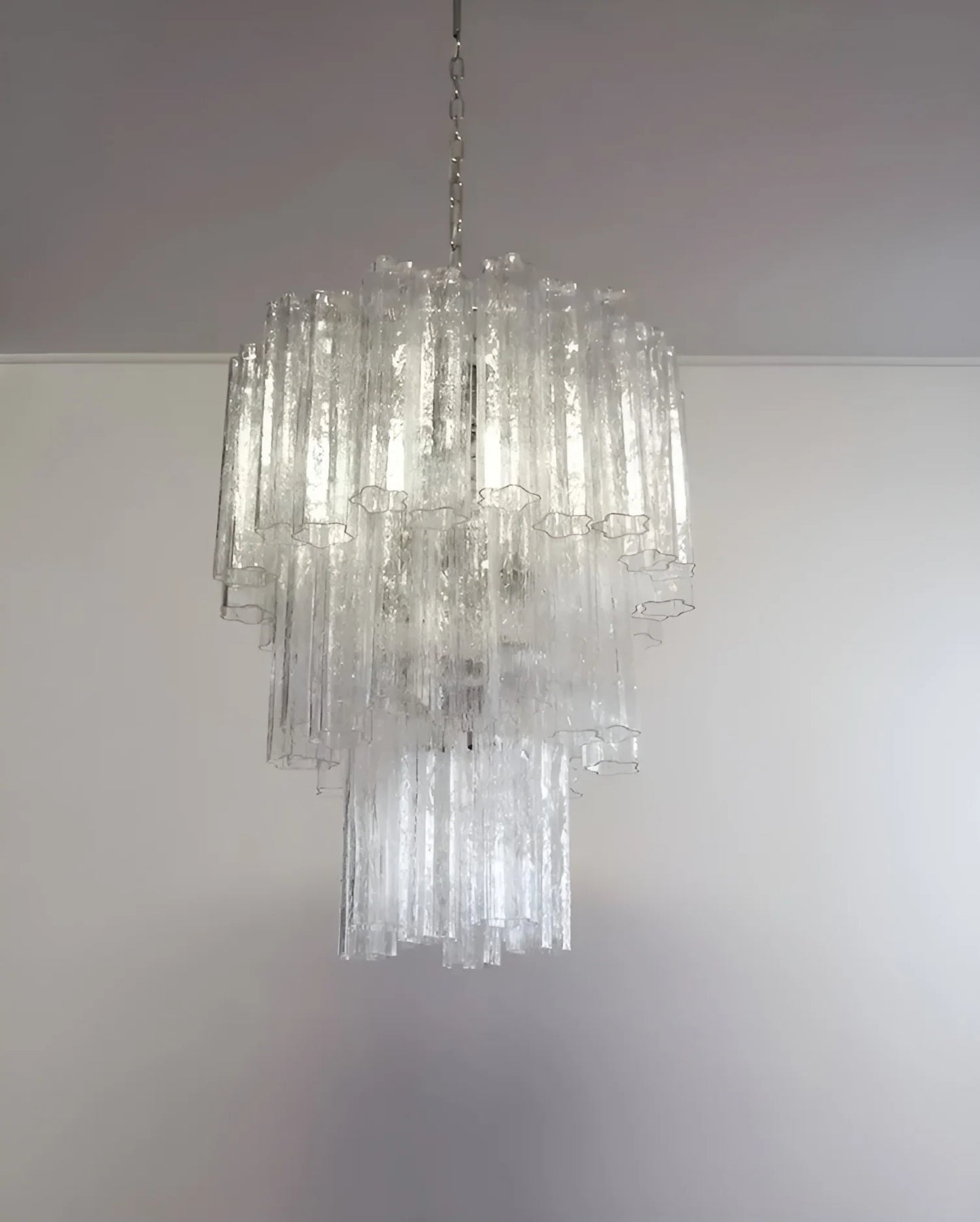 Elegant Transparent Murano Glass Tube Chandelier - Nuvé