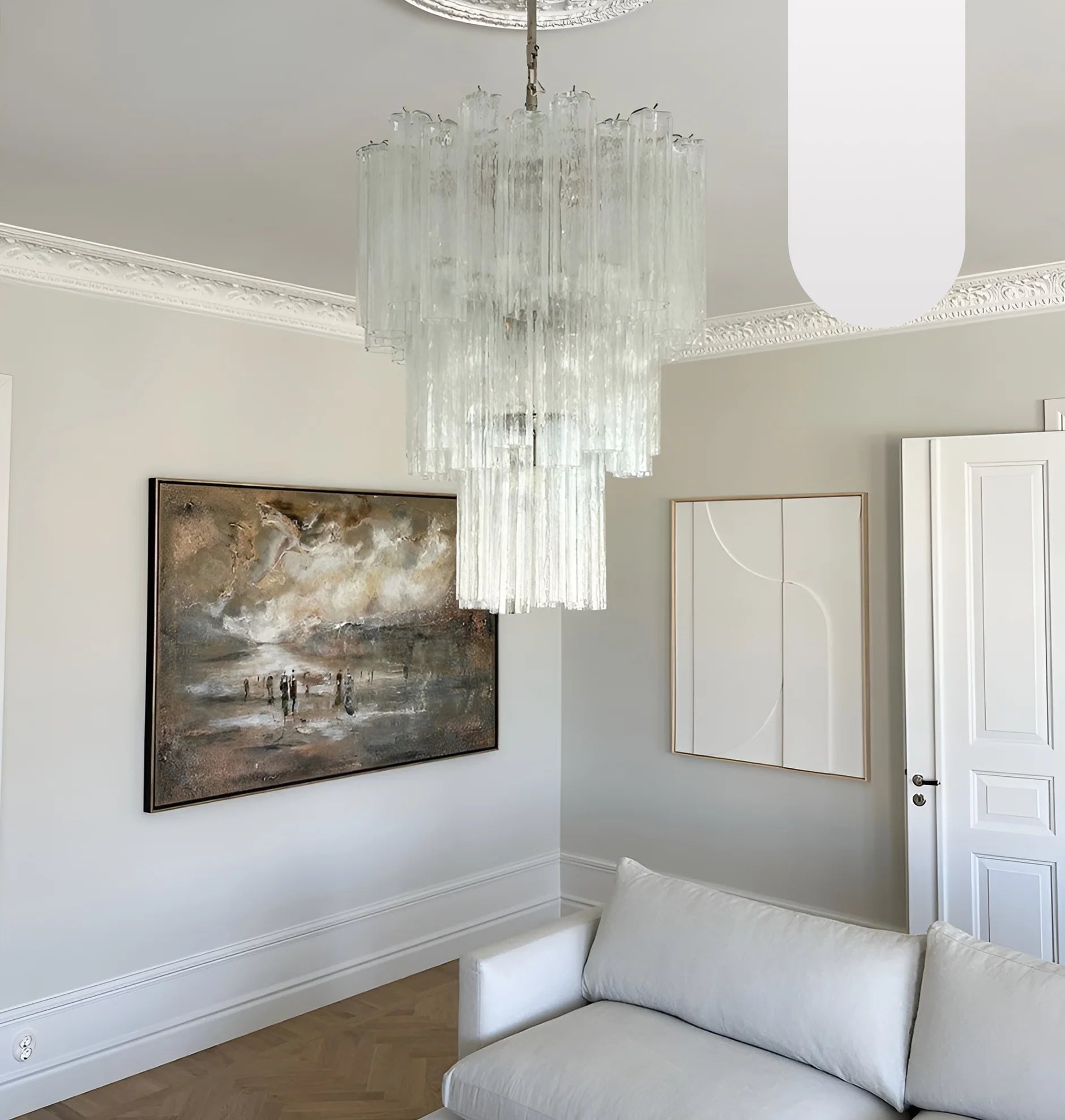 Elegant Transparent Murano Glass Tube Chandelier - Nuvé