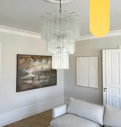 Elegant Transparent Murano Glass Tube Chandelier - Nuvé