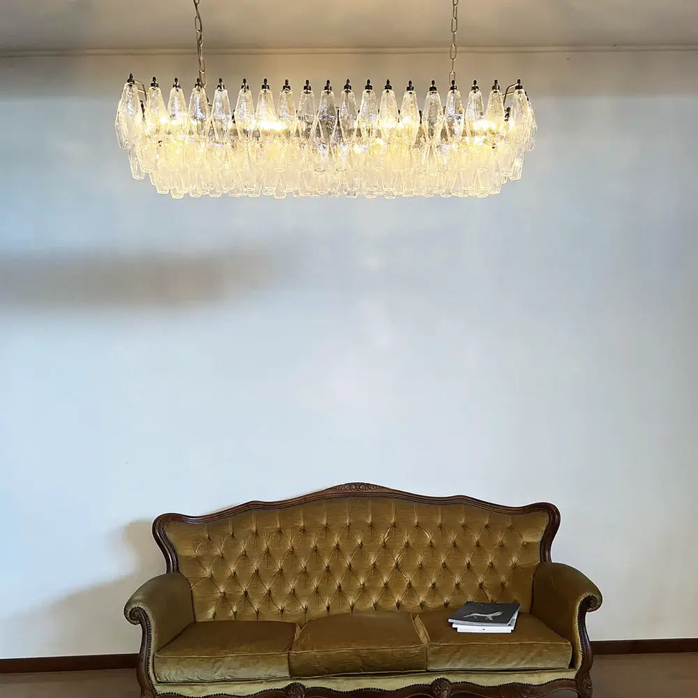 Elegant Transparent Murano Poliedri Chandelier - Nuvé