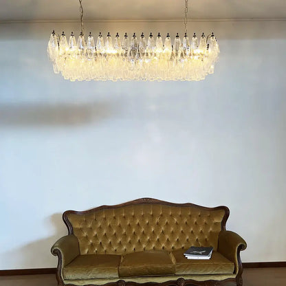 Elegant Transparent Murano Poliedri Chandelier - Nuvé