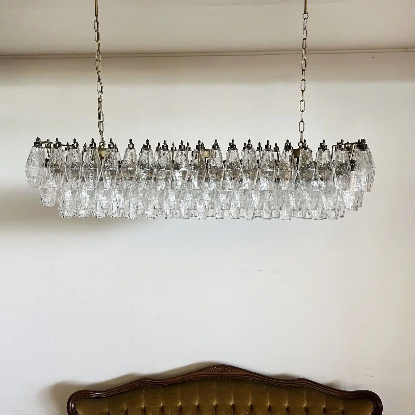 Elegant Transparent Murano Poliedri Chandelier - Nuvé