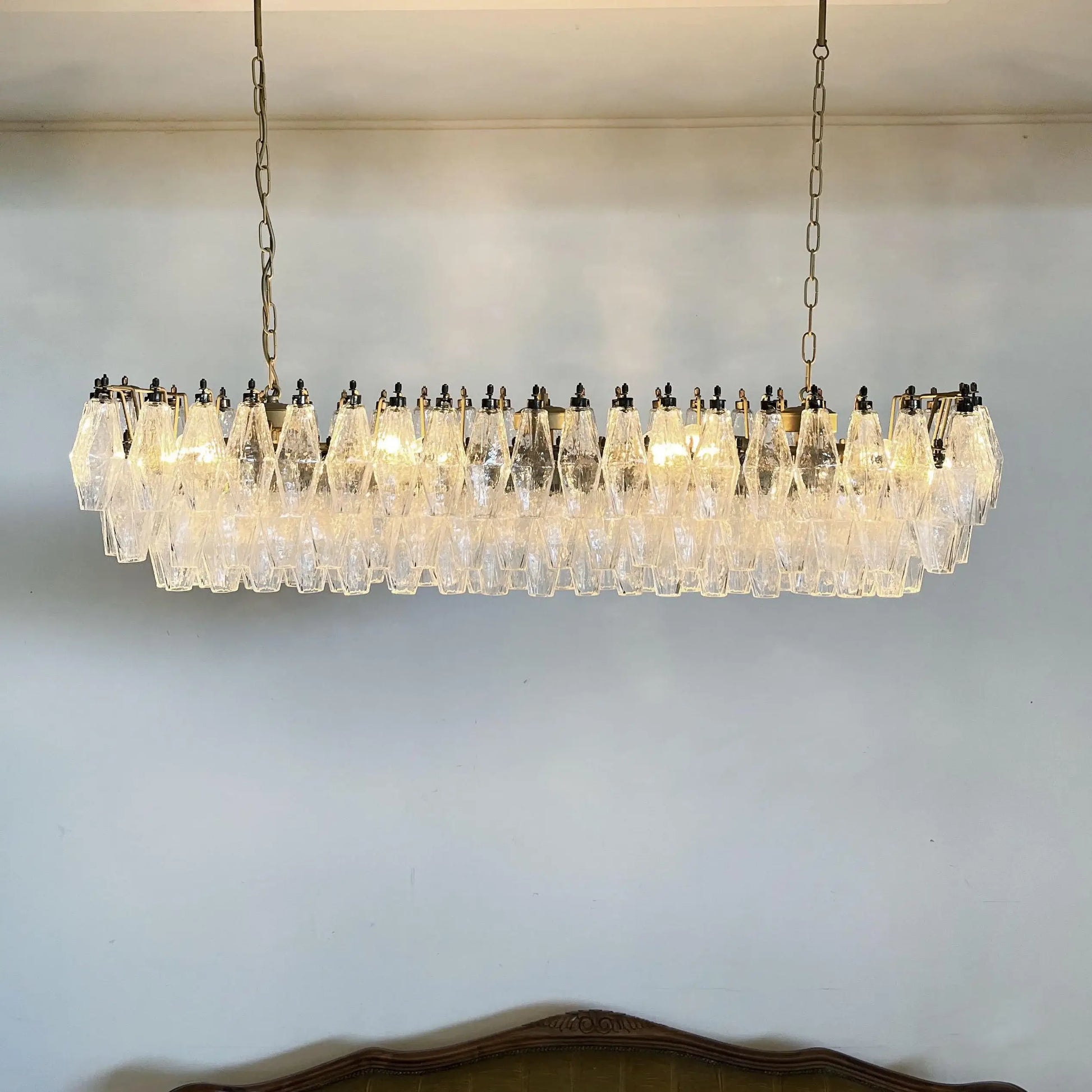 Elegant Transparent Murano Poliedri Chandelier - Nuvé