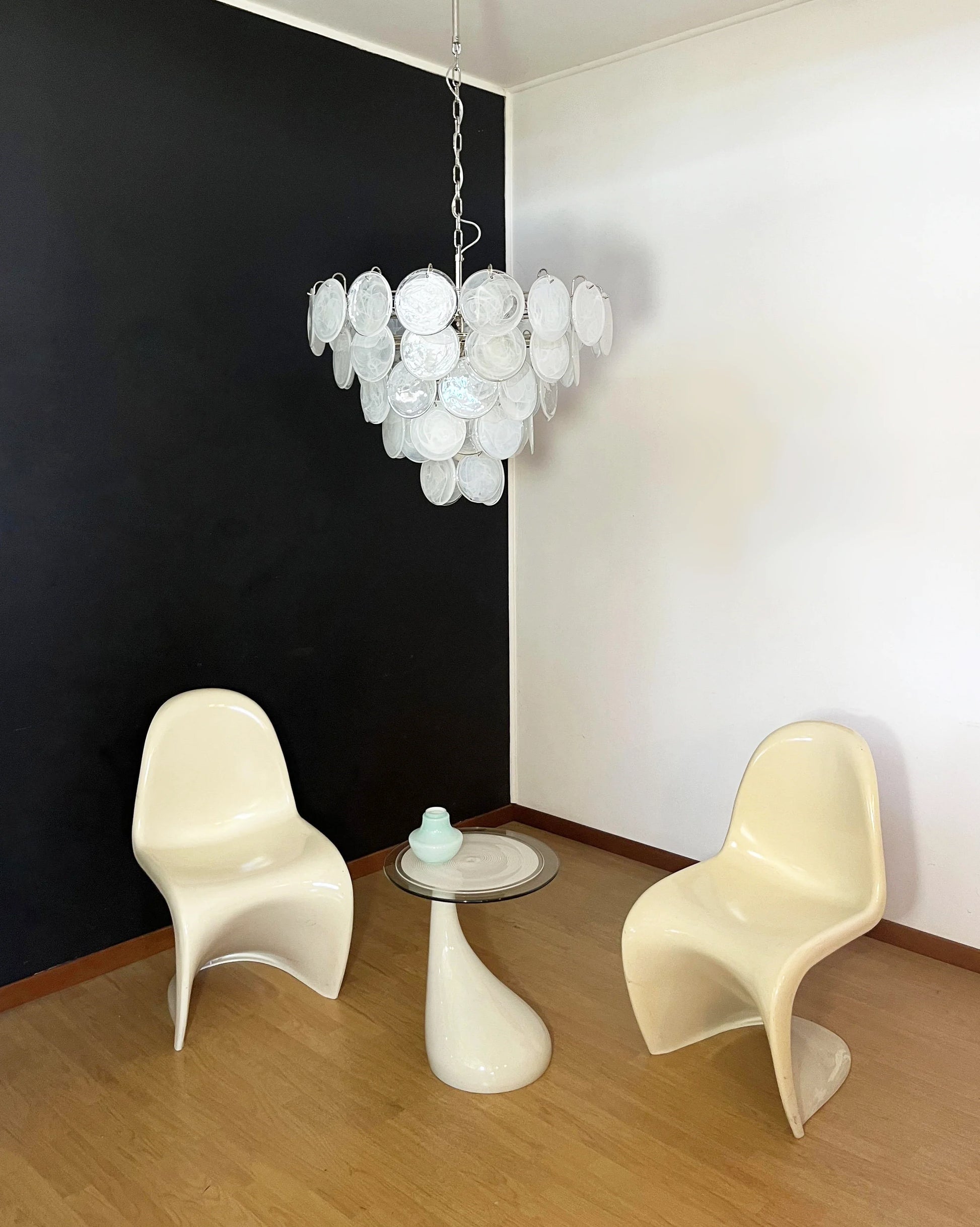 Elegant White Murano Disc Chandelier - Nuvé